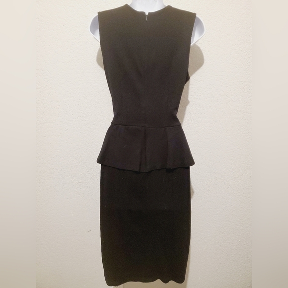 French Connection Sleeveless Black Sheath Peplum Midi Pencil Dress Size 8 LBD - Picture 5 of 9